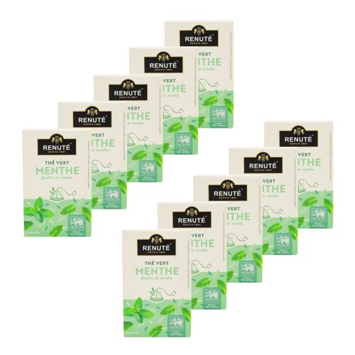 Lot 10x Thé Vert À La Menthe - 20 Sachets - Boîte 32g