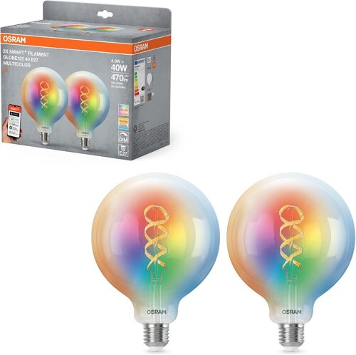 Lampe LED SMART+ Edison 40 Filament E27, RGBW, compatible Matter, connexion WiFi, application et commande vocale, 4,8 W, multicolore, dimmable