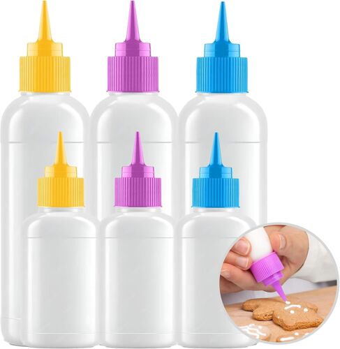 Jexnovashop-Flacon Doseur 30ml Et 60ml Lot De 6 Pcs Seringue Embout Adaptable Écrire Décorer Pâtisserie Noël, Glacage Royal