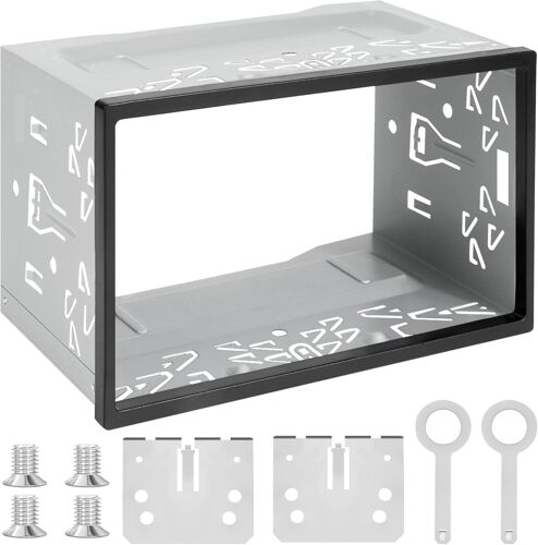 VornixorSarlshop-Cadre Métallique Stéréo 2 DIN Premium avec Design Renforcé ¿ Support Universel Antichoc pour Autoradio Double DIN, GPS, Lecteur DVD Voiture, Installation Facile & Haute Compatibilité