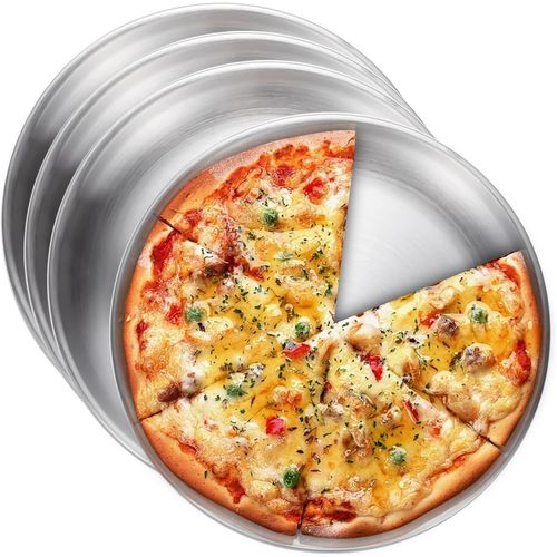 SUBZONAL-Lot de 4 plaques à pizza rondes en acier inoxydable - 30 cm - Classique - Pour pizza - Passe au lave-vaisselle - Argent