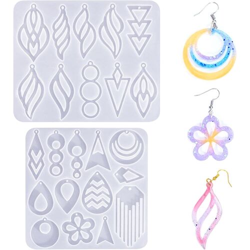 Kalanka-Moulessilicone Resine Epoxy, Moulle Silicone Resine, Moulle Resine Epoxy, Pour Bricolage Fait Main Fabrication Bijoux Pendentif Boucles Doreilles Décoratif 2 Pièce¿C+D¿