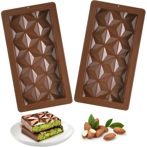 Kalanka-Moule Tablette Chocolat, 2 Pièces Non Collant Dubai, Épaisseur Silicone, Réutilisable Pour Glace À La Gelée Sucrée (Brun)