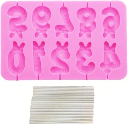 Kalanka-Moule En Forme De Chiffres Avec 20 Bâtonnets En Silicone - Outil De Cuisson Réutilisable - Pour Gâteau, Savon, Pudding - Pour Décoration De Gâteau - Pour Fête D'enfants - Beurre