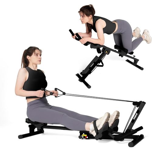 Asfasfq-3 En 1 Rameur Pour La Maison, Multifonctionnel Rameur Musculation Avec 2 Intensités Réglable, Ab Trainer Abdominaux Rameur Pliable Pour Cardio-Training, Jusqu'à 120kg