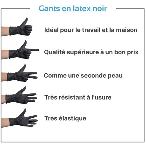 Gants Jetables Noir,Gants Jetables S,100 Pièces,Sans Poudre,Gants Jetables,Gants En Latex Noir,Disponible En Taille S,M,L & Xl