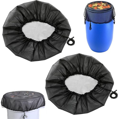 2 Pièces Filet Tonneau Eau de Pluie Ronde 95cm,Filet Citerne Eau de Pluie avec Élastique,Protection Tonneau d'eau Réglable pour Jardin Récupérateur d'eau