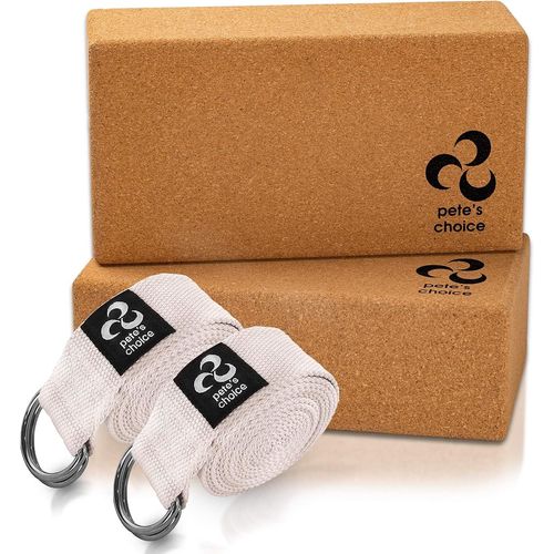 Asfasfq-Blocs En Liège Et Sangles De Yoga ¿ Brique De Yoga En Liège Naturel Et Sangle De Yoga ¿ Blocs De Yoga Fermes Et Solides ¿ Respectueux De L'environnement ¿ Lot De 2 Blocs De Yoga En Liège