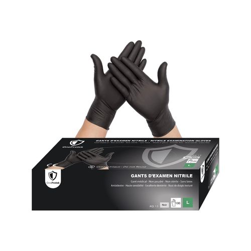 Gants Jetables Noir En Nitrile-Boîte De 100 Gants Nitrile-Taille Xl (Très Grande)-Sans Latex-Résistants Et Multi-Usages-Protection Contre Les Produits Chimiques
