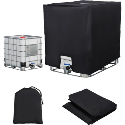 Bache pour Cuve 1000L IBC,Bache de réservoir d'eau Couvercle,Anti-UV Anti-poussière Couverture Container Réservoir IBC,Housse Protection (120 x 100 x 116 cm Le Noir)