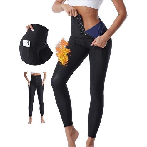 Pantalon De Sudation Femmes Avec Poches Sauna Legging Anti Cellulite Legging De Sport À Taille Haute Accélérer Transpiration Pantalon Minceur Effet Sauna Pour Minceur Fitness Jogging Yoga