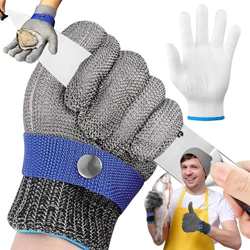 Gant Anti Coupure Cuisine,Gant Huitre Protection,Gants Résistants Coupures Acier Inoxydable,Gants résistants aux coupures de maille d'acier inoxydable,Gants Anti Coupure Niveau 9