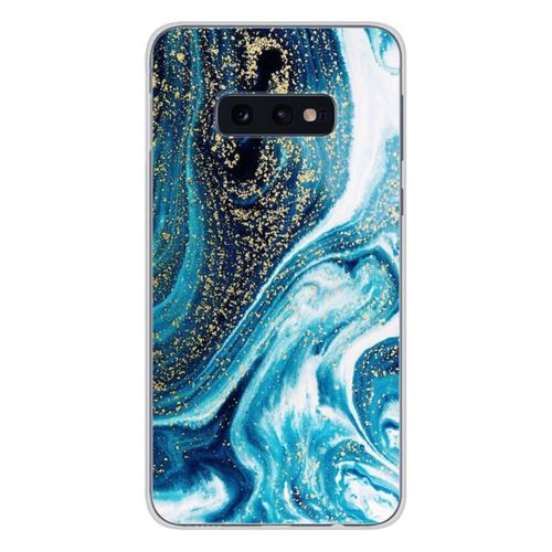 Coque en silicone - Compatible Samsung Galaxy S10e - design marbre bleu paillete