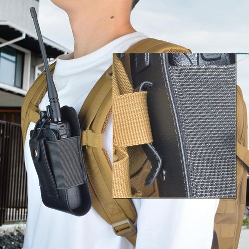 Black PU Belt Holster with Belt Clip Compatible with Kenwood Quansheng Motorola Walkie Talkie,Fashion,Black,Fashion