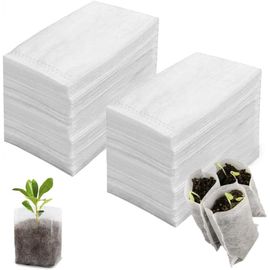 NouvelHorizonstore-600 Pièces Sac de Semis 12 x 10 cm Biodegradables Sac de Pépinière Sac de Plantation Non Tissé pour Plantes Semis Sacs de Croissance d'élevage