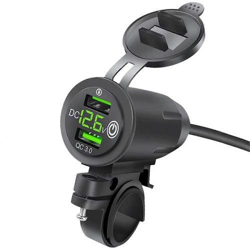 Chargeur De Voiture Pour Guidon De Moto, Double Port Usb, Charge Rapide Qc3.0