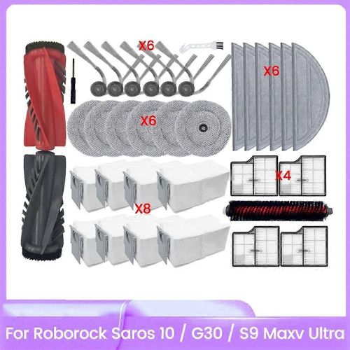 Kit d'accessoires 35 pièces pour aspirateur Saros 10 / S9 Maxv Ultra / G30, brosse latérale principale, filtre, tampon de nettoyage