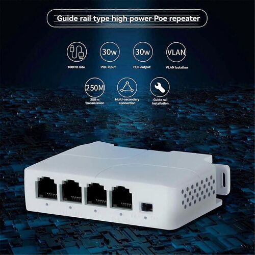 Extendeur PoE 4 ports 1 entrée 3 sorties en cascade IEEE802.3af 100 Mbit/s pour commutateur répéteur de transmission IP