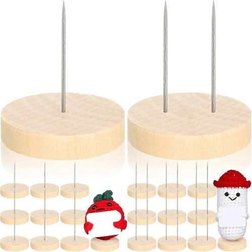 Support de poupée au crochet, simple, double, en acier, aiguille, support de poupée, jouet animal en feutre, base en bois, support A