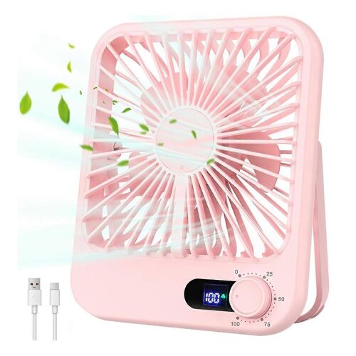 Ventilateur de voyage pour dormir, ventilateur portable pour voyage rechargeable avec affichage numérique, 100 vitesses de rotation