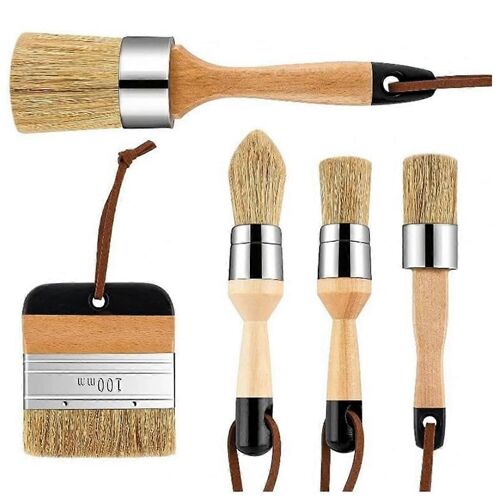 Pinceau à craie et à cire, pinceaux à cire ronds pour cirer les meubles, pinceau à craie pour la peinture DIY