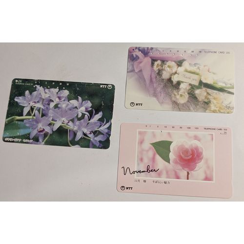 Lot De 3 Télécartes Japonaises : Fleurs
