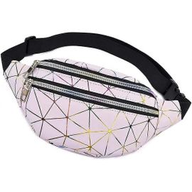 Sac banane holographique en cuir synthétique brillant pour femme