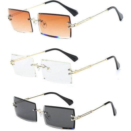 Lunettes De Soleil Rectangulaires Sans Monture Pour Femmes/Hommes, Monture Métallique Ultralégère, Pour Adultes