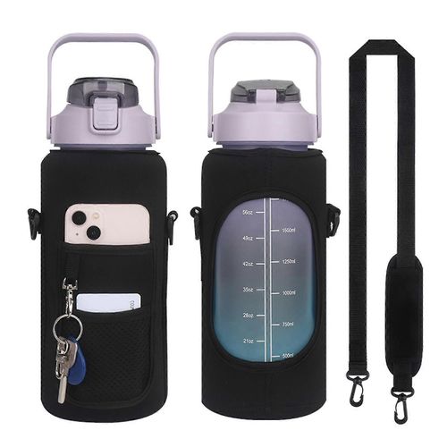 Housse en néoprène pour bouteille d'eau avec sangle, grande capacité, design créatif, étui de transport pour sac de voyage, support pour téléphone portable - noir