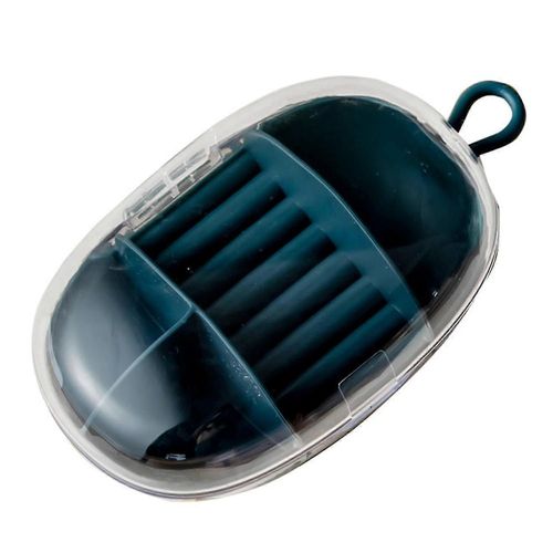 Boîte à bijoux portable, présentoir pour boucles d'oreilles, bagues, colliers, grille de rangement, bleu foncé