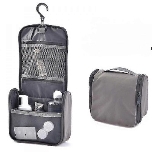 Trousse de toilette de voyage pliable et transparente à suspendre, organiseur de cosmétiques, kit de lavage du visage, voyage portable - Gris