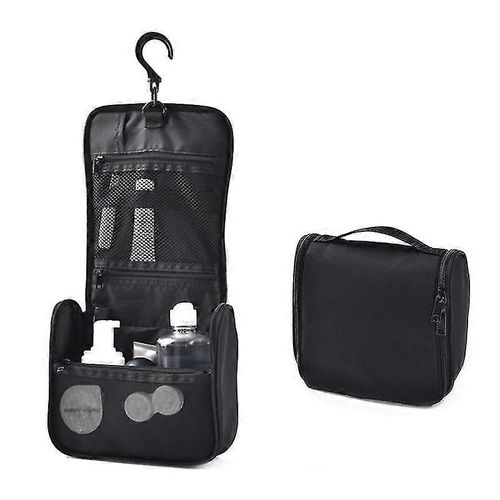 Trousse de toilette de voyage pliable et transparente à suspendre, organiseur de cosmétiques, kit de lavage du visage, voyage portable - Noir 1