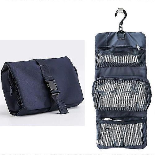 Trousse de toilette de voyage pliable et transparente à suspendre, organiseur de cosmétiques, kit de lavage du visage, voyage portable - Bleu 2