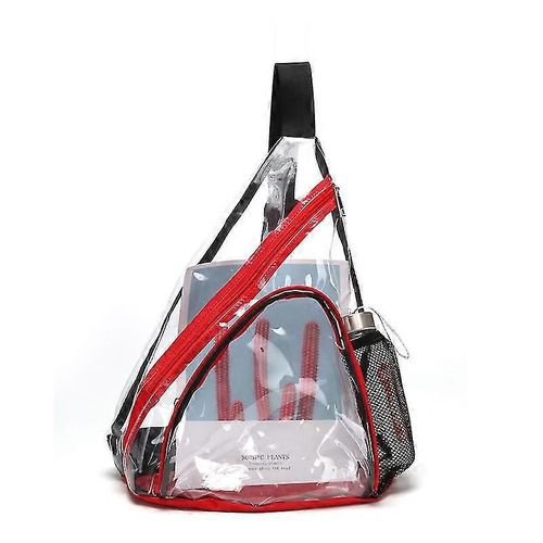 Sac bandoulière en PVC transparent, homologué pour les stades, sac à dos avec bandoulière réglable - Rouge