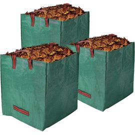 NouvelHorizonstore-3 PCS Sacs de Jardin, 125L Réutilisables Carrés Sacs à Déchets de Jardin avec Poignées, Pliables Sacs à Feuilles, Sacs pour Déchets de Jardin pour Herbe, Feuilles, Bois, Déchets Ve