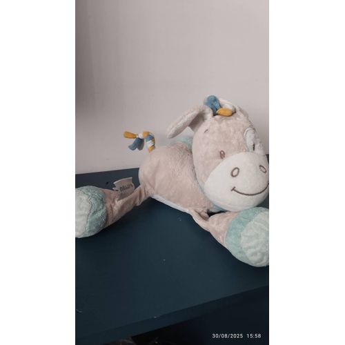 Doudou cheval âne Nattou gris et bleu