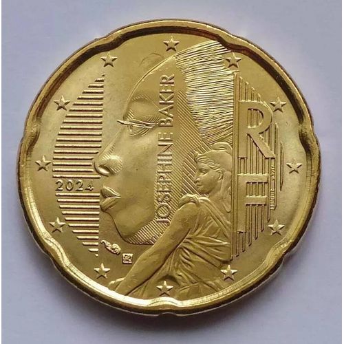 Lot De 5 Pièce De Monnaie 20 Cent Euro France Joséphine Baker 2024
