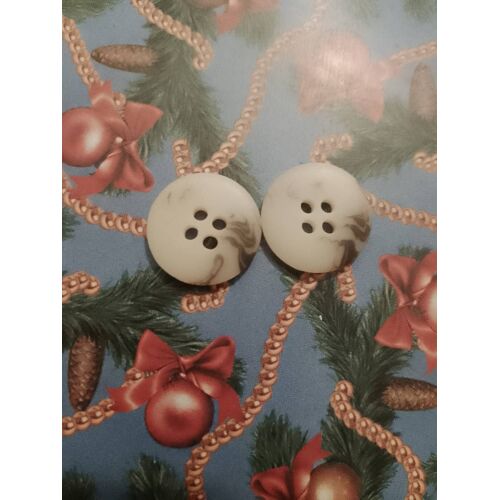 Lot De 2 Boutons Crèmes Gris À 4 Trous 1,8 Cm En Plastique.