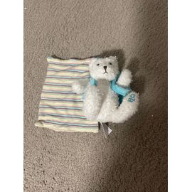 Doudou Peluche Ours Okaidi Mouchoir Raye