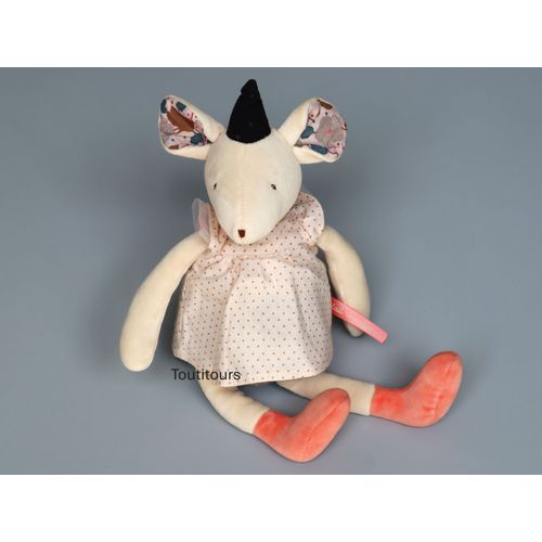 Doudou souris musicale beige rose Moulin Roty