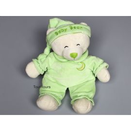 Doudou ours vert blanc Gipsy