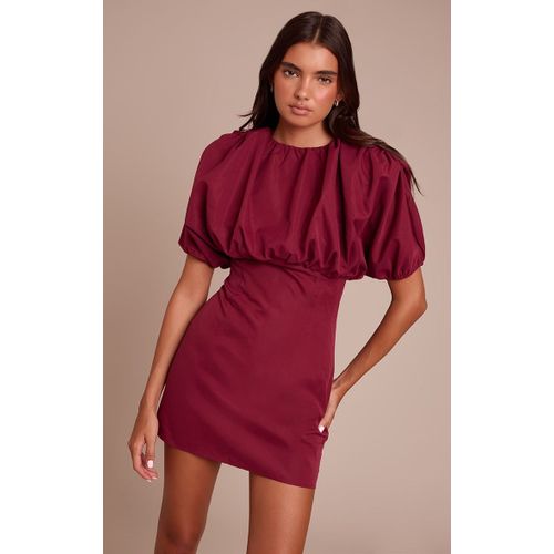 Robe Moulante Prune À Partie Bouffante, Prune