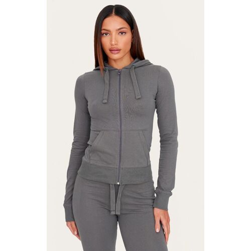 Tall Top De Jogging Ajusté Gris Anthracite À Zip, Gris Anthracite