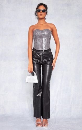 Tall Pantalon Droit Noir À Détail Zip, Noir