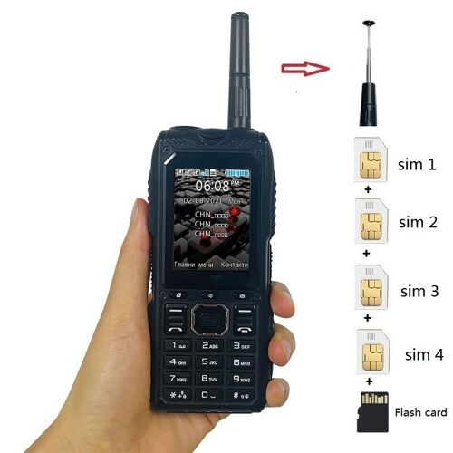Téléphone Incassable Étanche Antichoc Anti-Poussière Batterie 2400mAh Quad SIM Bleu YONIS
