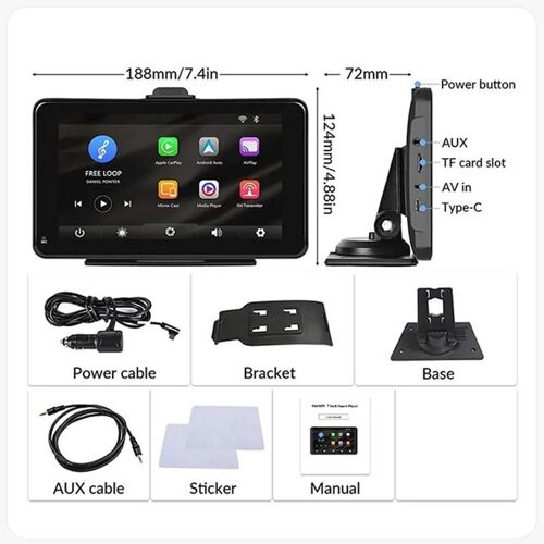 GPS Auto 7 Pouces CarPlay Android Auto Écran Tactile HD Caméra Recul 1080P YONIS