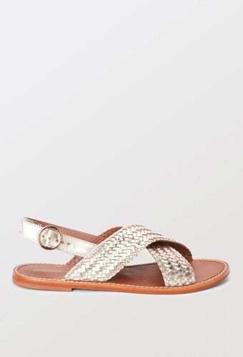 Sandales croisées tressées en cuir