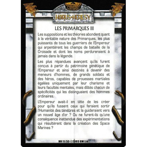 Carte Horus Heresy Ccg - Les Primarques - 11/55