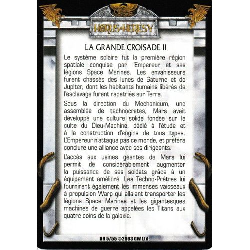 Carte Horus Heresy Ccg - La Grande Croisade 2 - 5/55