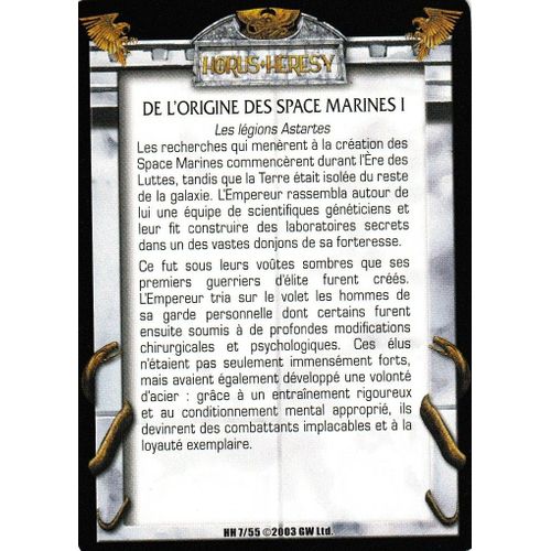 Carte Horus Heresy Ccg - De L'origine Des Space Marines - 7/55
